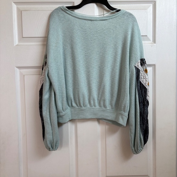 Free People Mint Green Lightweight Waffle Knit Top - Picture 7 of 10